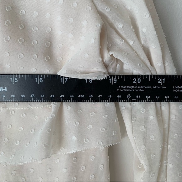Nwt Chelsea 28 ivory sheer polka dot flared wrist long sleeve Blouse Top size L - Picture 10 of 10
